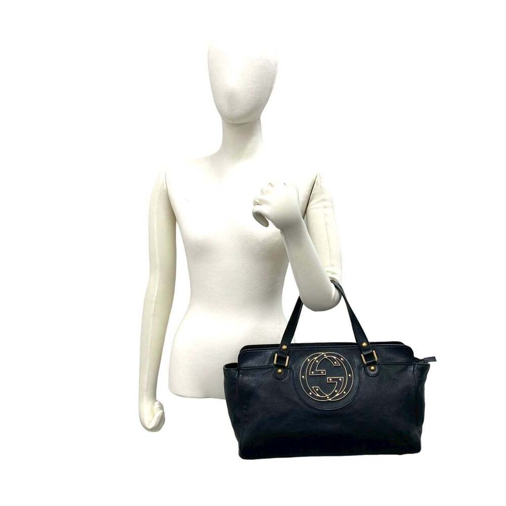 GUCCI Authentic Black Leather Tote Bag - Picture 2 of 10